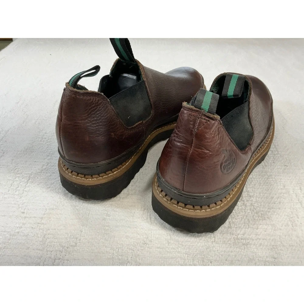 Georgia Boot Romeo Mens 12‎ Dark Brown Leather Slip On Work Shoes GR262 Lug Sole